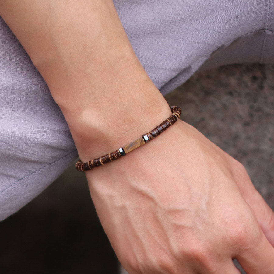 Men Accessories Amazon - Mężczyźni Retro 5mm Naturalna bransoletka z