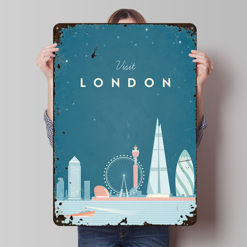 Men'S Accessories London - Metalowy plakat Londyn, personalizowana dekoracja ścienna,