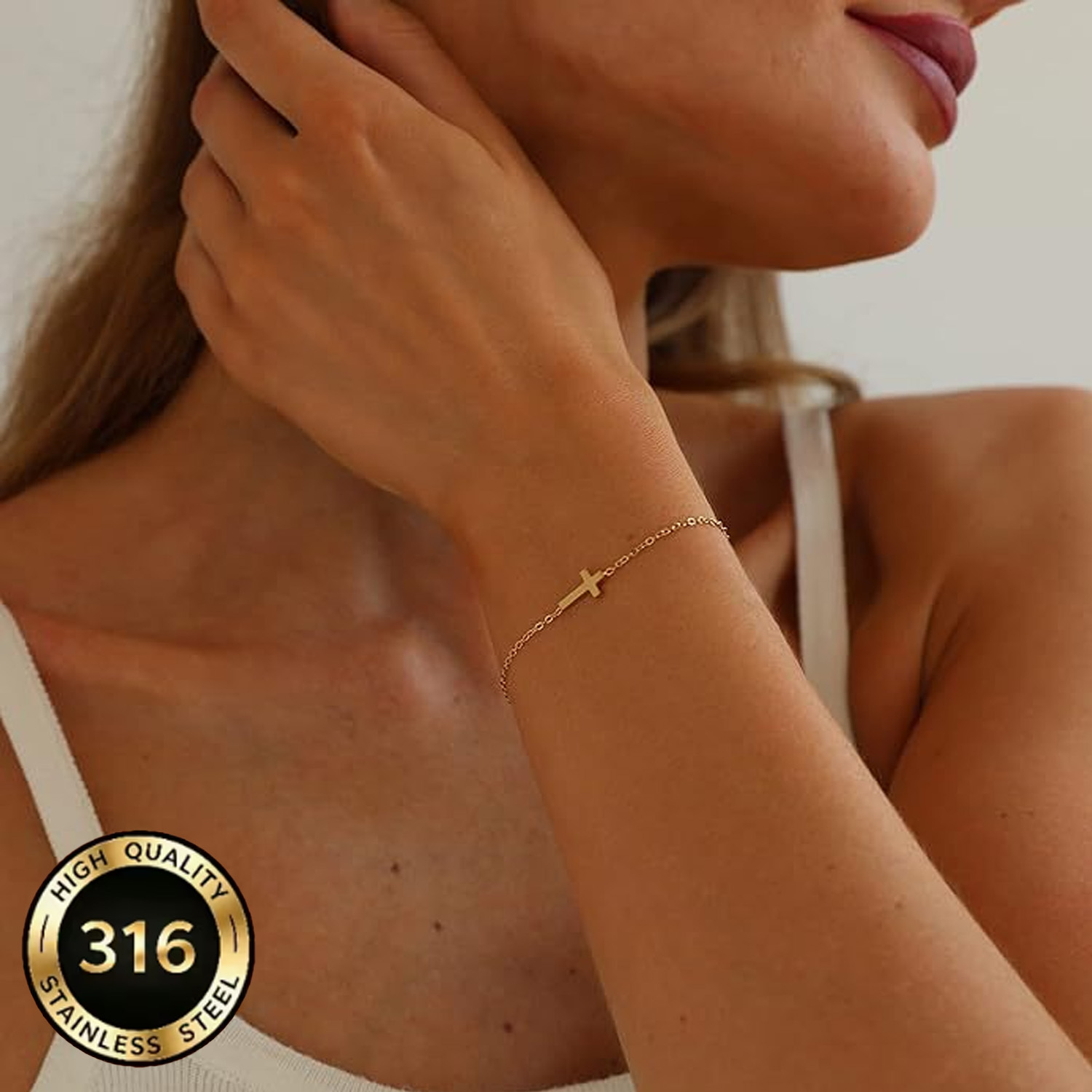 Men'S Accessories High End - Prosta i stylowa bransoletka z krzyżem